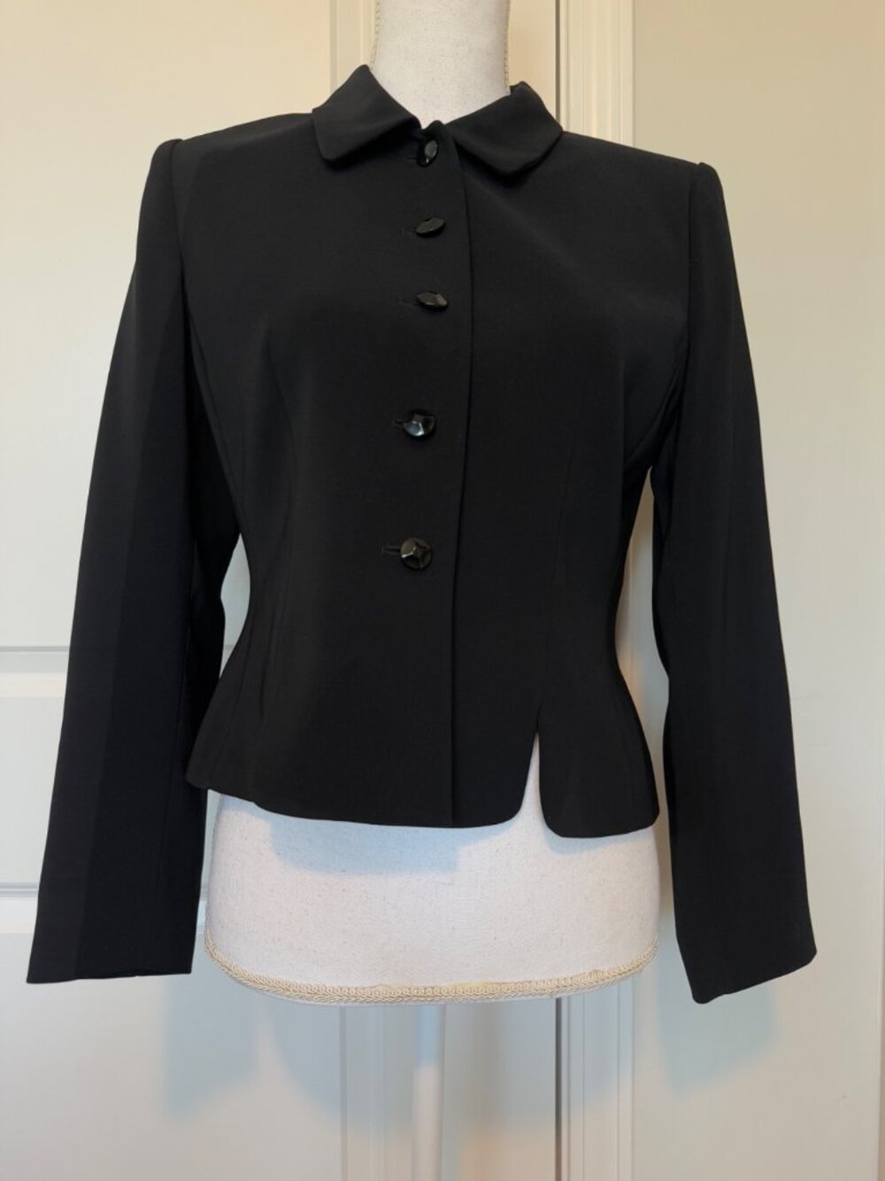 Dillards By Kasper Womens Black Blazer Jacket Size 4 P Petite Classic Office